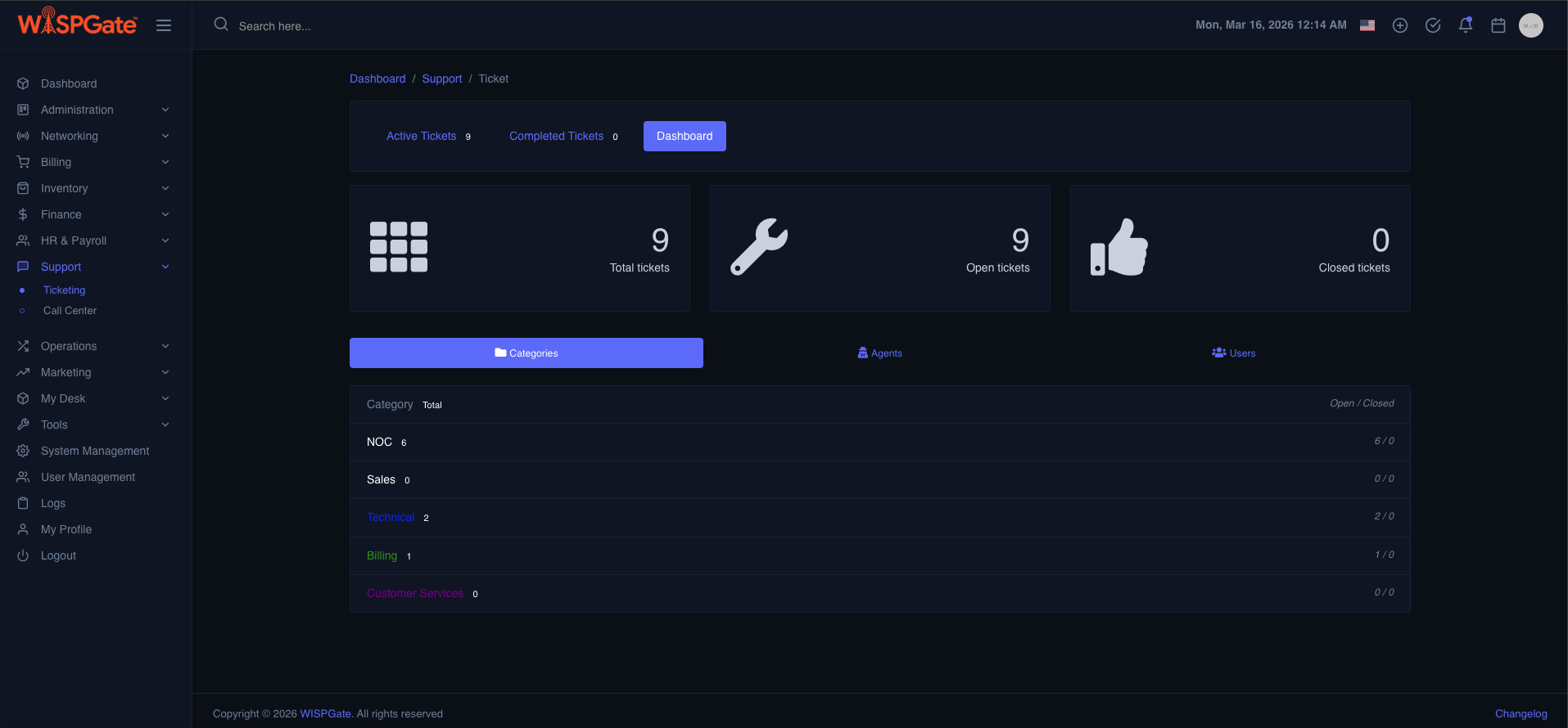 Ticketing Screenshot