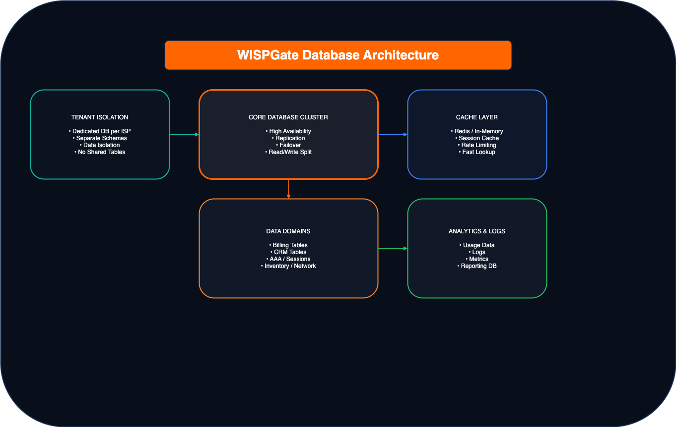 WISPGate Layered Database Architecture Diagram